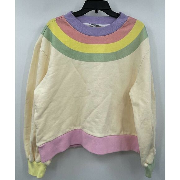 Olivia Rubin Nettie Rainbow Balloon Sleeve Large Crew Pullover Sweatshirt New - Picture 2 of 7